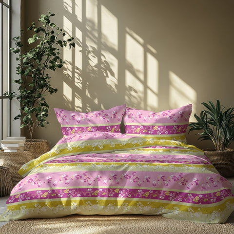 Gulmohar - Double Size Bed Sheet Set - Light Pink