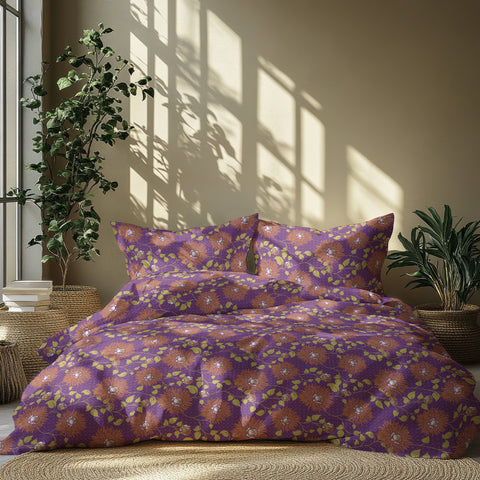 Gulmohar - Double Size Bed Sheet Set - Purple