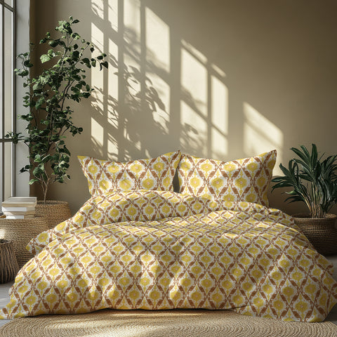 Gulmohar - Double Size Bed Sheet Set - Mustard Yellow