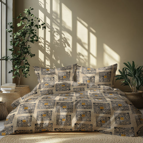 Gulmohar - Double Size Bed Sheet Set - Beige
