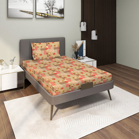 Gulmohar - Single Bed Sheet Set - 100% Cotton - Coral Pink
