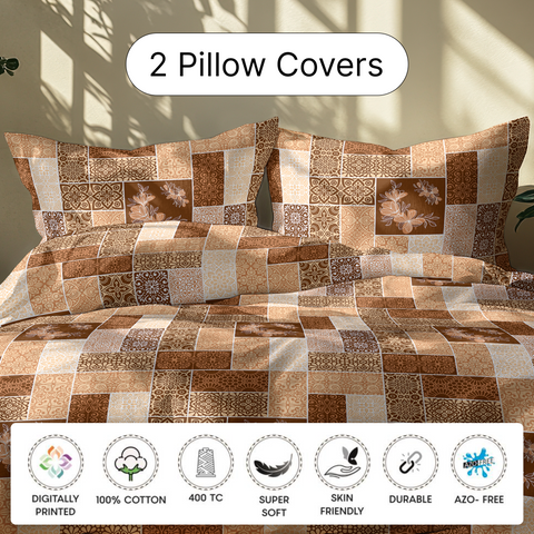 LANE LINEN Back to College Hostel Bedding & Bath Set - 100% Cotton 120TC  Set of 2 Single Bedsheet With Pillow Covers, 2 Pc Waffle Towel, 2 Pc Hand Towel, 3 Pc Handkerchiefs - Chestnut Brown