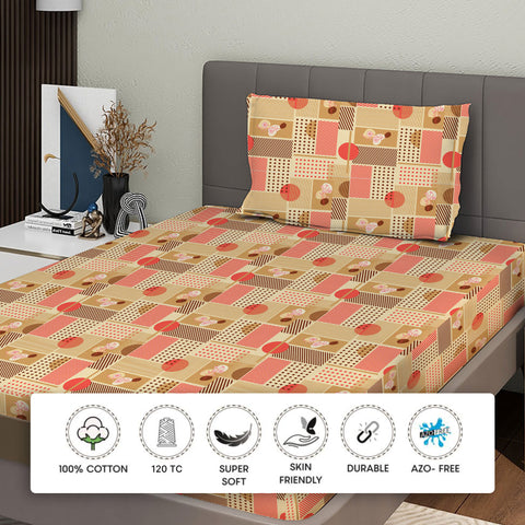 Gulmohar - Single Bed Sheet Set - 100% Cotton - Coral Pink