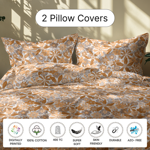 LANE LINEN Back to College Hostel Bedding & Bath Set - 100% Cotton 120TC  Set of 2 Single Bedsheet With Pillow Covers, 2 Pc Waffle Towel, 2 Pc Hand Towel, 3 Pc Handkerchiefs - Rustic Orange