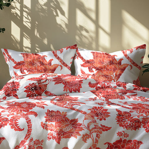 LANE LINEN 210TC 100% Cotton Bedsheet Set for Super King Size Bed - Pack of 2 Sets, 6-Piece Bedding Set - 2 Bedsheets with 4 Pillow Covers, Soft & Breathable Flat Sheets, Digital Printed (Red & Blue)