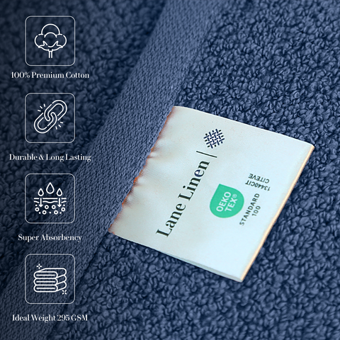 Lane Linen 100% Cotton Bath Towel for Bathroom - Zero Twist Yarn, 575 GSM (Dusk Blue) - Lane Linen