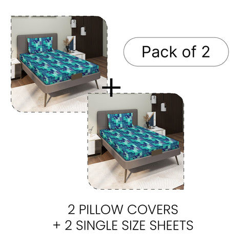 Gulmohar - Single Bed Sheet Set - 100% Cotton - Serene Blue