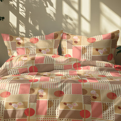Gulmohar - Double Size Bed Sheet Set - Coral Pink