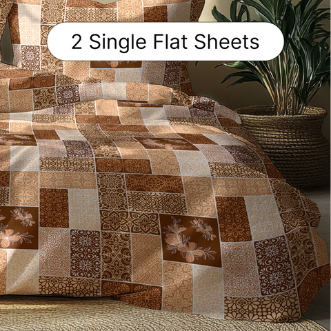 LANE LINEN Back to College Hostel Bedding & Bath Set - 100% Cotton 120TC  Set of 2 Single Bedsheet With Pillow Covers, 2 Pc Waffle Towel, 2 Pc Hand Towel, 3 Pc Handkerchiefs - Chestnut Brown