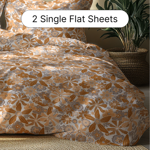 LANE LINEN Back to College Hostel Bedding & Bath Set - 100% Cotton 120TC  Set of 2 Single Bedsheet With Pillow Covers, 2 Pc Waffle Towel, 2 Pc Hand Towel, 3 Pc Handkerchiefs - Rustic Orange