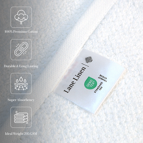 Lane Linen 100% Cotton Bath Towel for Bathroom - Zero Twist Yarn, 575 GSM (White) - Lane Linen