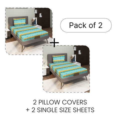 Gulmohar - Single Bed Sheet Set - 100% Cotton - Light Pink