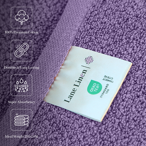 Lane Linen 100% Cotton Bath Towel for Bathroom - Zero Twist Yarn, 575 GSM (English Lavendar) - Lane Linen