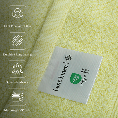 Lane Linen 100% Cotton, Highly Absorbent - 2 Hand Towels, 575 GSM (Elfin Yellow) - Lane Linen