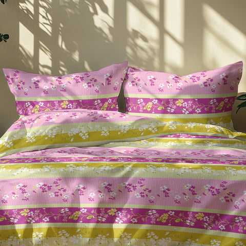 Gulmohar - Double Size Bed Sheet Set - Light Pink
