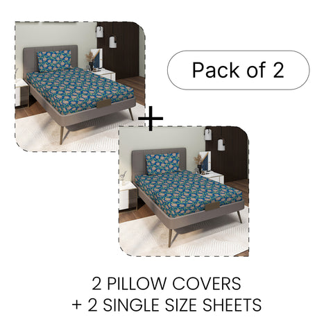 Gulmohar - Single Bed Sheet Set - 100% Cotton - Purple