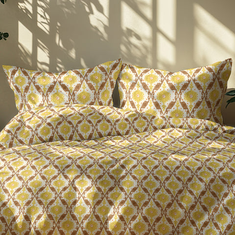 Gulmohar - Double Size Bed Sheet Set - Mustard Yellow