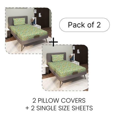 Gulmohar - Single Bed Sheet Set - 100% Cotton - Red