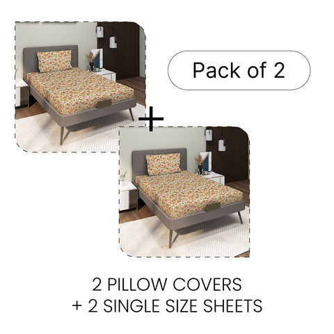 Gulmohar - Single Bed Sheet Set - 100% Cotton - Red