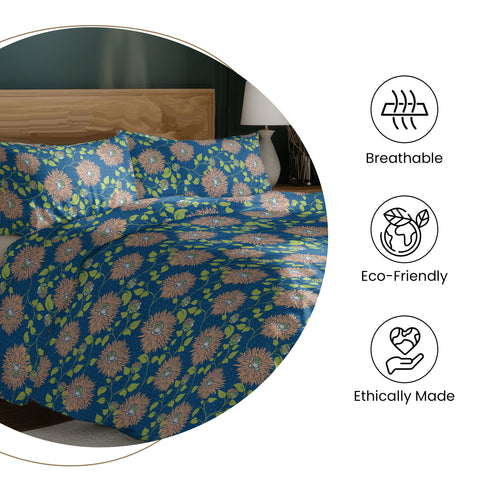 Gulmohar - Single Bed Sheet Set - 100% Cotton - Purple