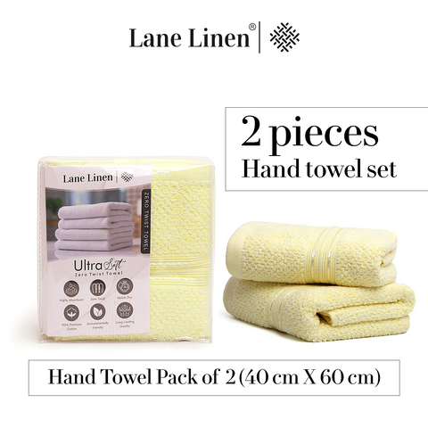 Lane Linen 100% Cotton, Highly Absorbent - 2 Hand Towels, 575 GSM (Elfin Yellow) - Lane Linen