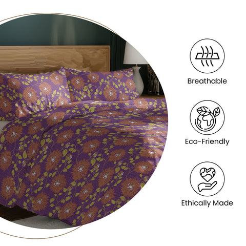 Gulmohar - Single Bed Sheet Set - 100% Cotton - Purple