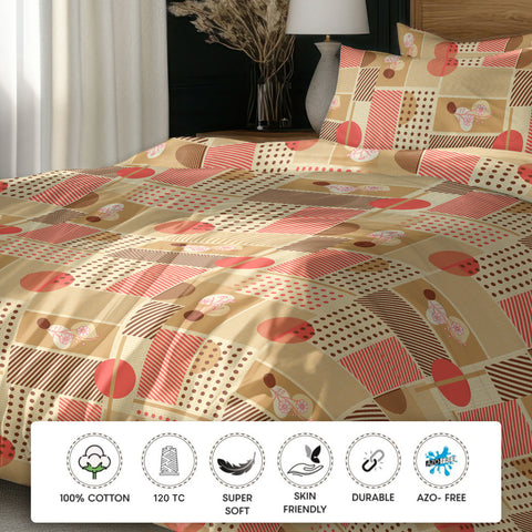 Gulmohar - Double Size Bed Sheet Set - Coral Pink