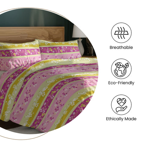 Gulmohar - Single Bed Sheet Set - 100% Cotton - Light Pink