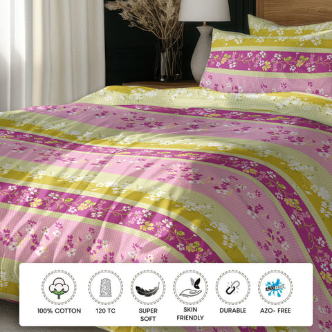 Gulmohar - Double Size Bed Sheet Set - Light Pink