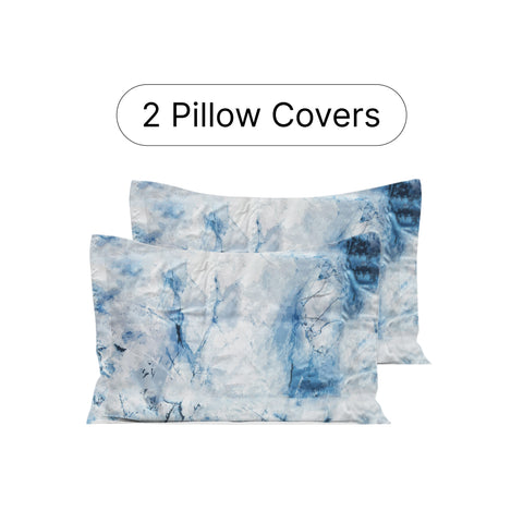 LANE LINEN 210TC 100% Cotton Bedsheet Set for Super King Size Bed, 3-Piece Bedding, Included 2 Pillow Covers, Soft & Breatahble Flat Sheets, Blue Digital Printed Bed Sheet - 2.74m x 2.74m