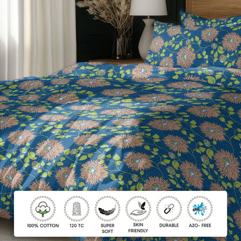 Gulmohar - Double Size Bed Sheet Set - Purple