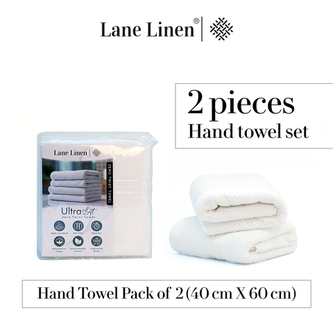 Lane Linen 100% Cotton, Highly Absorbent - 2 Hand Towels, 575 GSM (White) - Lane Linen