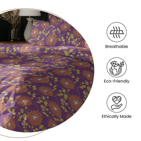 Gulmohar - Double Size Bed Sheet Set - Purple