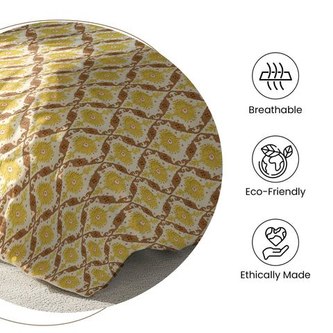 Gulmohar - Double Size Bed Sheet Set - Mustard Yellow