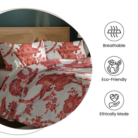 LANE LINEN 210TC 100% Cotton Bedsheet Set for Super King Size Bed - Pack of 2 Sets, 6-Piece Bedding Set - 2 Bedsheets with 4 Pillow Covers, Soft & Breathable Flat Sheets, Digital Printed (Red & Blue)