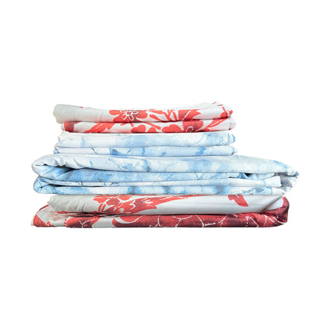 LANE LINEN 210TC 100% Cotton Bedsheet Set for Super King Size Bed - Pack of 2 Sets, 6-Piece Bedding Set - 2 Bedsheets with 4 Pillow Covers, Soft & Breathable Flat Sheets, Digital Printed (Red & Blue)