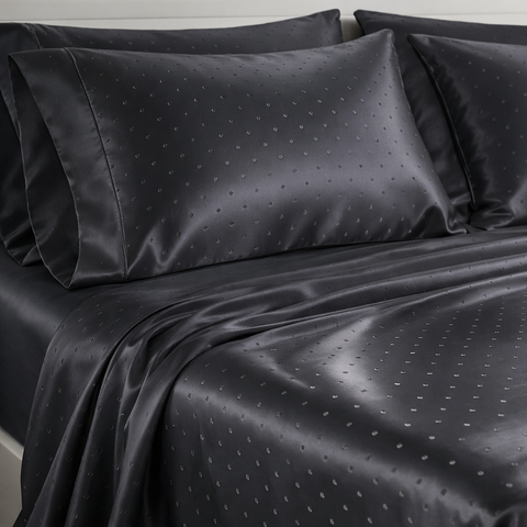 Egyptian | 100% Cotton 1000TC Sheet Set | Sustainable & Eco Friendly Bedding | 5 Piece (1 Bedsheet + 4 Pillow Cover) | Swiss Dot  | Oeko-TEX Certified | Super King Flat Bed Sheet Set