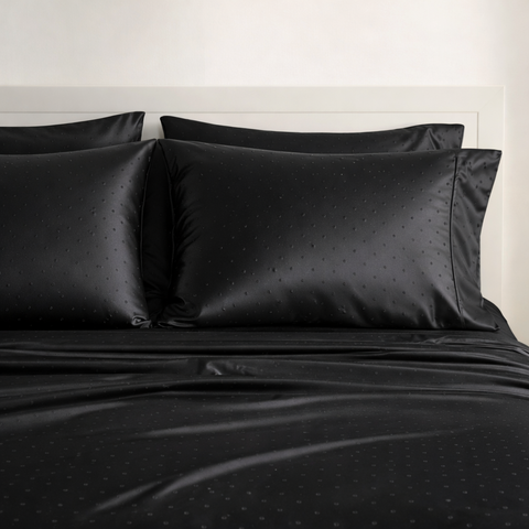 Egyptian | 100% Cotton 1000TC Sheet Set | Sustainable & Eco Friendly Bedding | 5 Piece (1 Bedsheet + 4 Pillow Cover) | Swiss Dot  | Oeko-TEX Certified | Super King Flat Bed Sheet Set