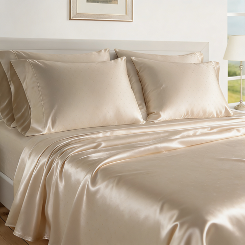 Egyptian | 100% Cotton 1000TC Sheet Set | Sustainable & Eco Friendly Bedding | 5 Piece (1 Bedsheet + 4 Pillow Cover) | Swiss Dot  | Oeko-TEX Certified | Super King Flat Bed Sheet Set