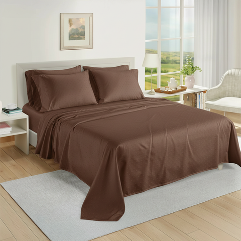 Egyptian | 100% Cotton 1000TC Sheet Set | Sustainable & Eco Friendly Bedding | 5 Piece (1 Bedsheet + 4 Pillow Cover) | Swiss Dot  | Oeko-TEX Certified | Super King Flat Bed Sheet Set