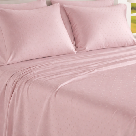 Egyptian | 100% Cotton 1000TC Sheet Set | Sustainable & Eco Friendly Bedding | 5 Piece (1 Bedsheet + 4 Pillow Cover) | Swiss Dot  | Oeko-TEX Certified | Super King Flat Bed Sheet Set