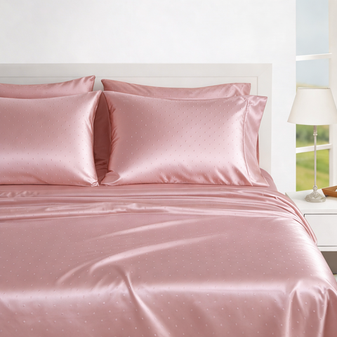 Egyptian | 100% Cotton 1000TC Sheet Set | Sustainable & Eco Friendly Bedding | 5 Piece (1 Bedsheet + 4 Pillow Cover) | Swiss Dot  | Oeko-TEX Certified | Super King Flat Bed Sheet Set