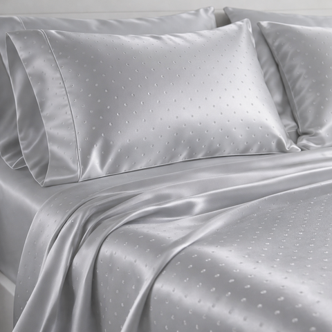 Egyptian | 100% Cotton 1000TC Sheet Set | Sustainable & Eco Friendly Bedding | 5 Piece (1 Bedsheet + 4 Pillow Cover) | Swiss Dot  | Oeko-TEX Certified | Super King Flat Bed Sheet Set