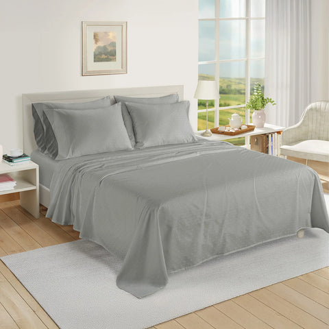 Egyptian | 100% Cotton 1000TC Sheet Set | Sustainable & Eco Friendly Bedding | 5 Piece (1 Bedsheet + 4 Pillow Cover) | Swiss Dot  | Oeko-TEX Certified | Super King Flat Bed Sheet Set