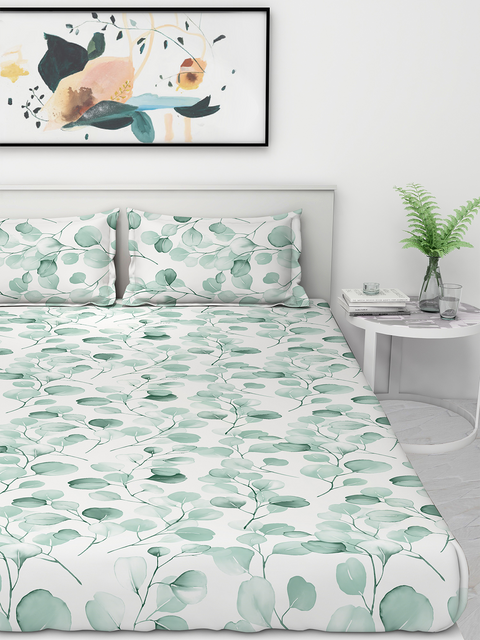 Gres Home Fashions 100% Cotton Bed Sheet for Single Size Bed, 1 Single Size Bedsheet (1.52m x 2.28m) with 1 Pillow Cover (46cm x 69cm) - Mint Green - Lane Linen