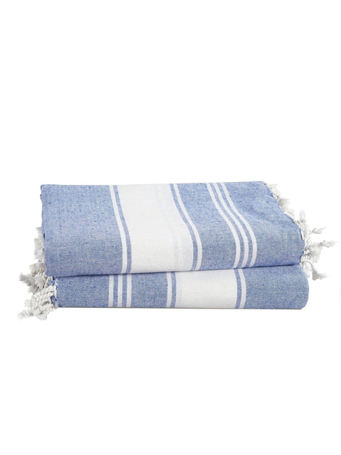 LANE LINEN 100% Cotton Pack of 2 Hammam Towels, Pre-Washed Quick Dry Sand Free Beach Towels For Adults - Modern, Rectangular, 39" x 71" - Forever Blue