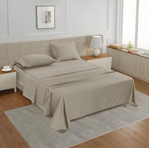 Lane Linen 500TC 100% Cotton Caligo King Flat Satin  Bedsheet Set - Linen - Lane Linen