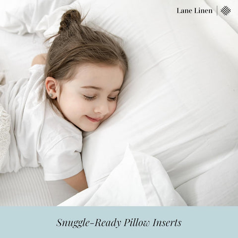 LANE LINEN Gusseted Soft Bed Pillows Standard Size Set of 2 for Sleeping, Back, Stomach or Side Sleepers, Down Alternative, White - 51 cm x 66 cm - Lane Linen
