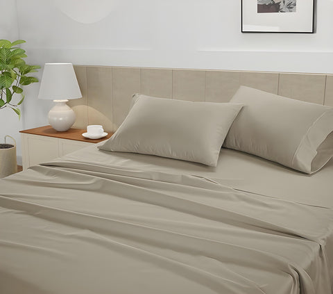 Lane Linen 500TC 100% Cotton Caligo King Flat Satin  Bedsheet Set - Linen - Lane Linen