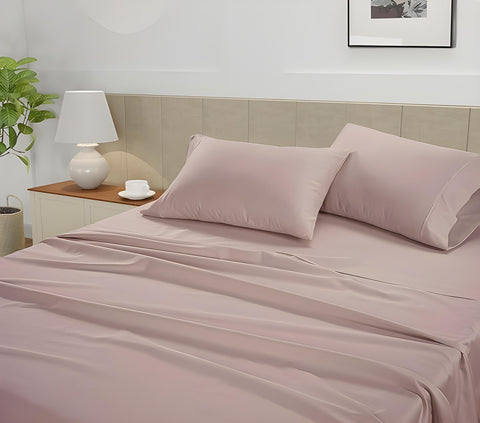 Lane Linen 500TC 100% Organic Cotton Caligo Cal King Bedsheet Set - Sephia Rose